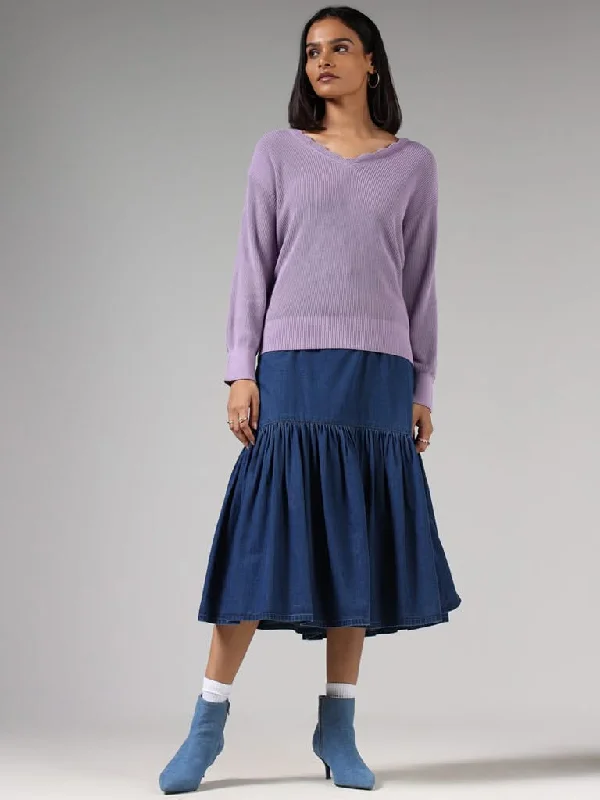 LOV Orchid Purple Ribbed Sweater Nylon Fabric Polyester Fabric Spandex Fabric