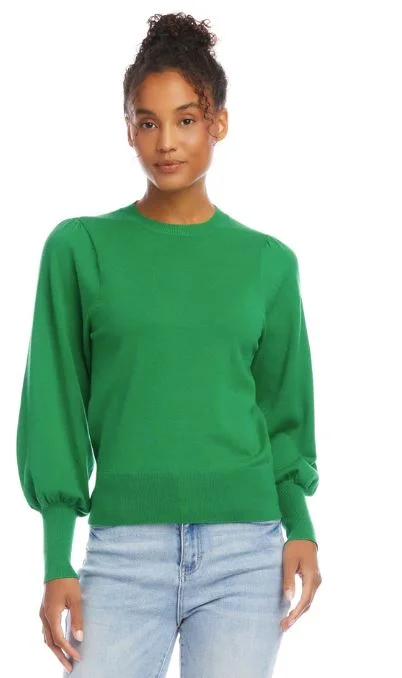 Karen Kane Puff Sleeve Sweater Green Wool Sweater Cotton Sweater Cashmere Sweater