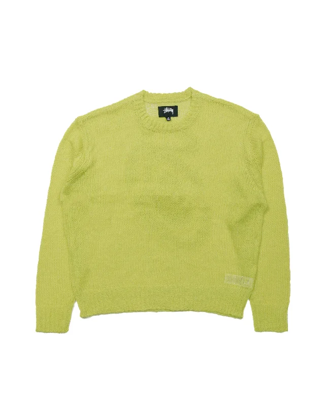 Stüssy S Loose Knit Sweater Lime Silk Blend Satin Velvet