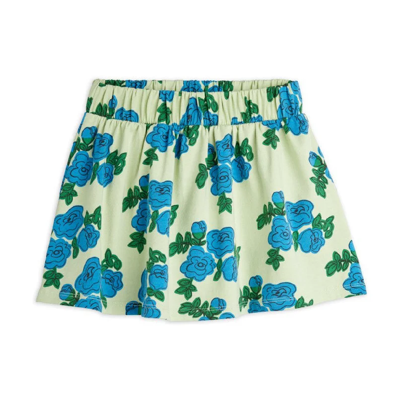 Blue Roses Skirt, 100% GOTS Organic Cotton linen skirt airy