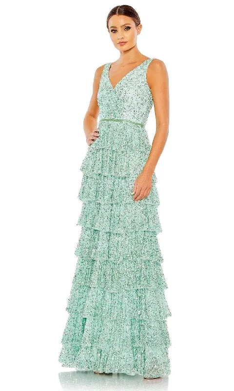 Mac Duggal 5627 - V-Neck Tiered Skirt Prom Gown vintage skirt charm