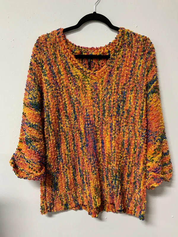 Ethyl (XXL) orange, blue, & pink sweater NWT Zippered Front Buttoned Front Snap Front