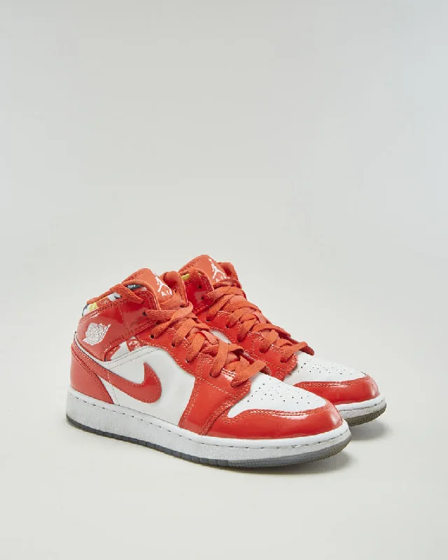 Jordan 1 Mid Barcelona Sweater Red Patent - Womens UK 4.5 Rayon Fabric Velvet Fabric Corduroy Fabric