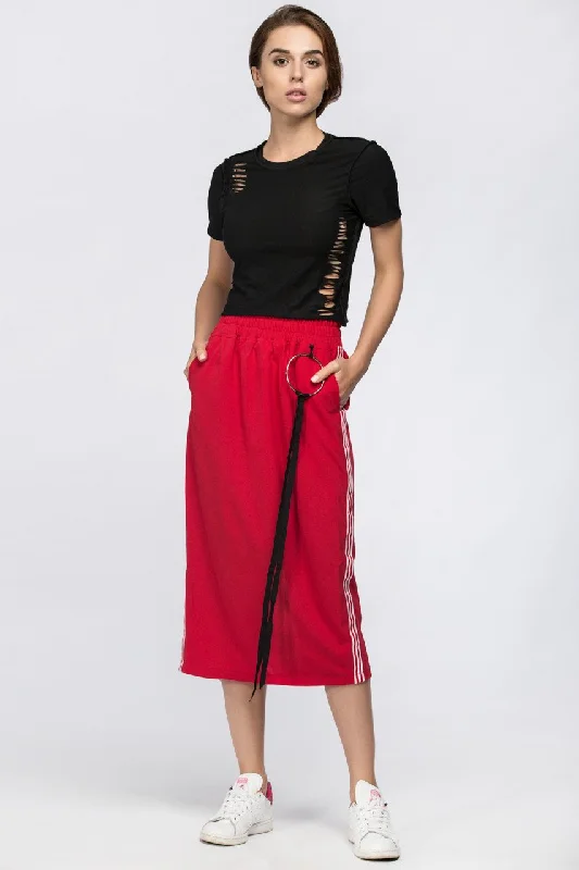 Maram Zbaeda - Red Sweat Skirt pencil skirt chic