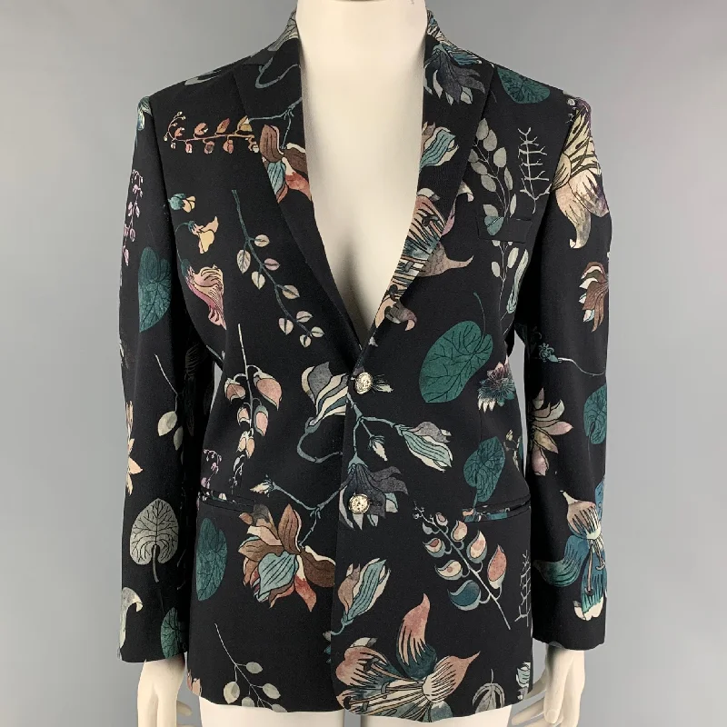 VERSUS by GIANNI VERSACE Size 12 Multi-Color Print Jacket Blazer Welt Pockets Slit Pockets Flap Pockets