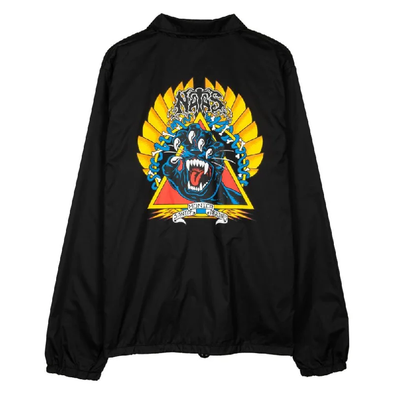 Santa Cruz Jacket Natas Screaming Panther Jacket - Black Zip Front Button Front Snap Front