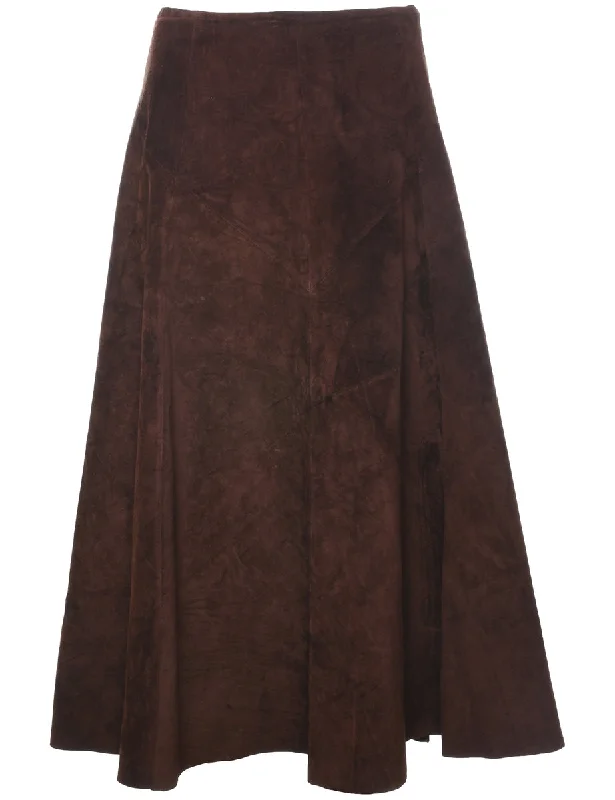 Brown Maxi Skirt - L velvet skirt sumptuous