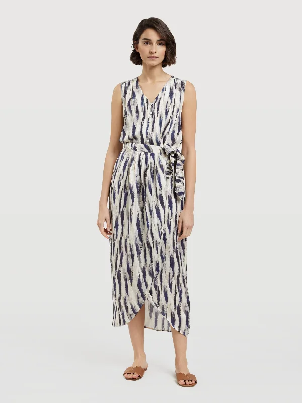Printed Wrap Skirt elastic waist skirt