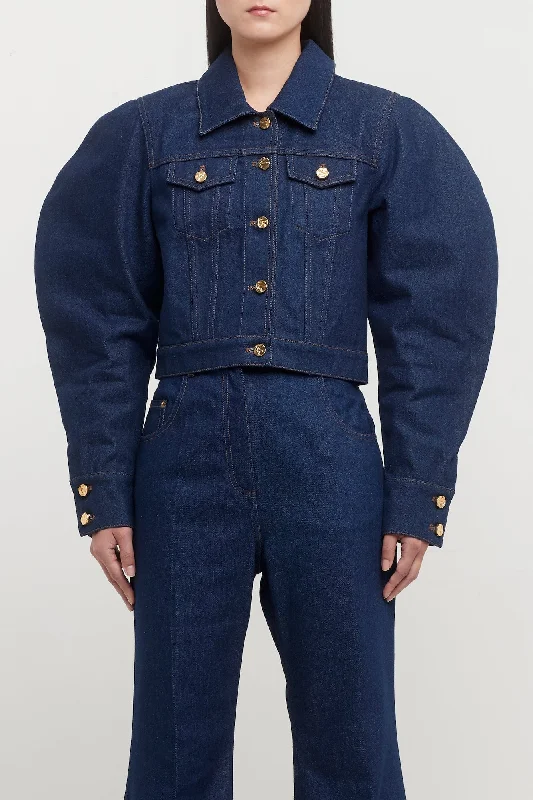Nina Ricci Trucker Jacket with Cocoon Sleeves Zippered Jacket Buttoned Jacket Snapped Jacket