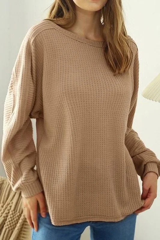LOOSE FIT SOFT SWEATER KNIT TOP RAW DETAILED Soft Cozy Warm
