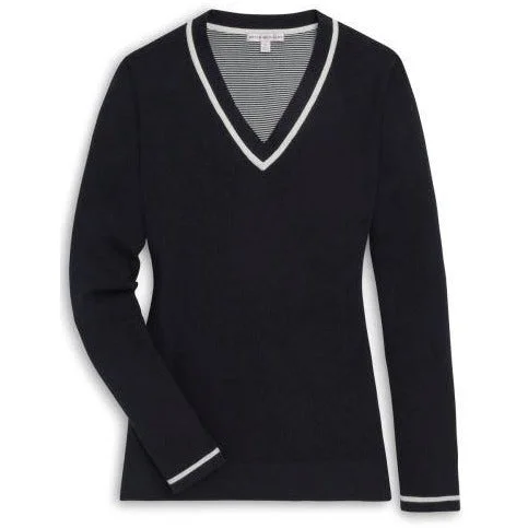 Peter Millar Tipped V-Neck Sweater Black Casual Formal Business