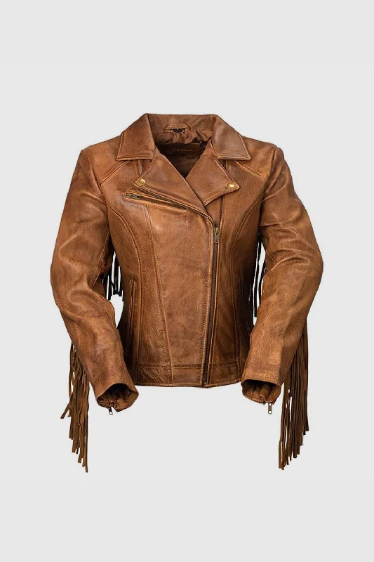 Ladies Jacket Daisy W/Fringe Tailored Jacket Straight Jacket A-Line Jacket