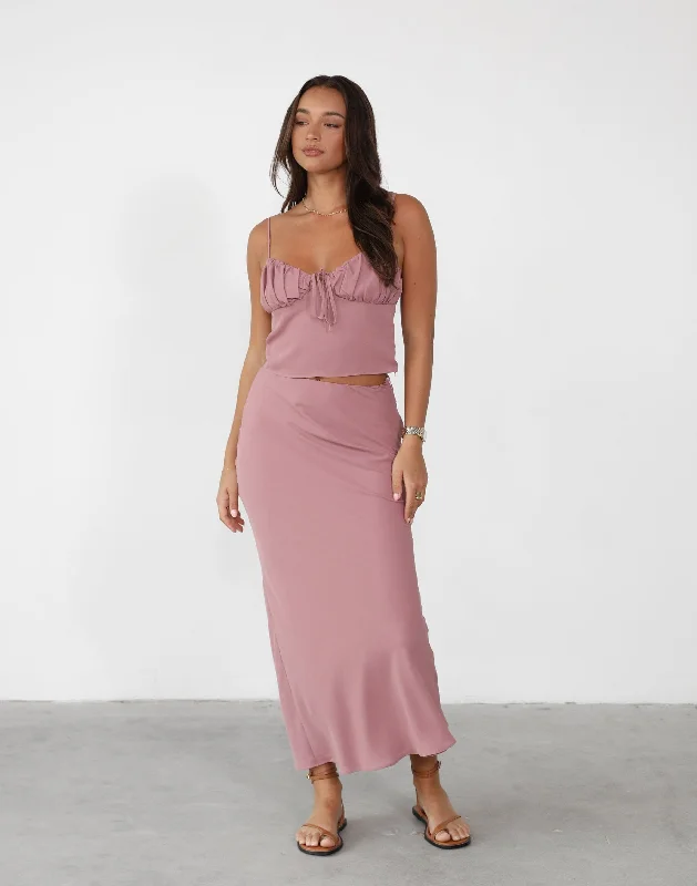 Isla Maxi Skirt (Dark Mauve) wool skirt sturdy