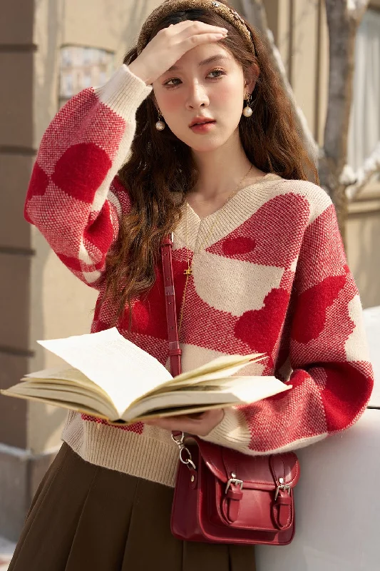 Winter Sweater for Women Polka Dot Checkered Tartan