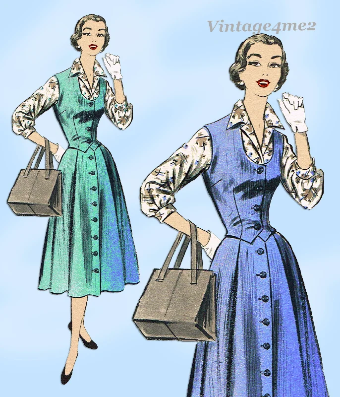1950s Vintage Advance Sewing Pattern 6916 Uncut Misses Skirt & Weskit Sz 32 B linen skirt relaxed