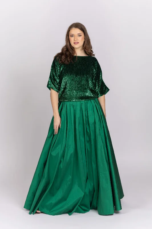 Emily Shalant Taffeta Ballgown Skirt in Emerald tulle skirt dreamy