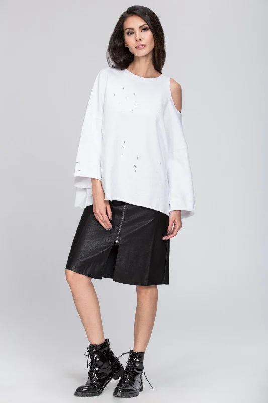 Zip Line Faux Leather Skirt wool skirt sturdy