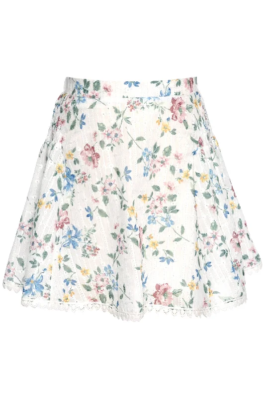 Floral Flared Mini Skirt corduroy skirt cozy