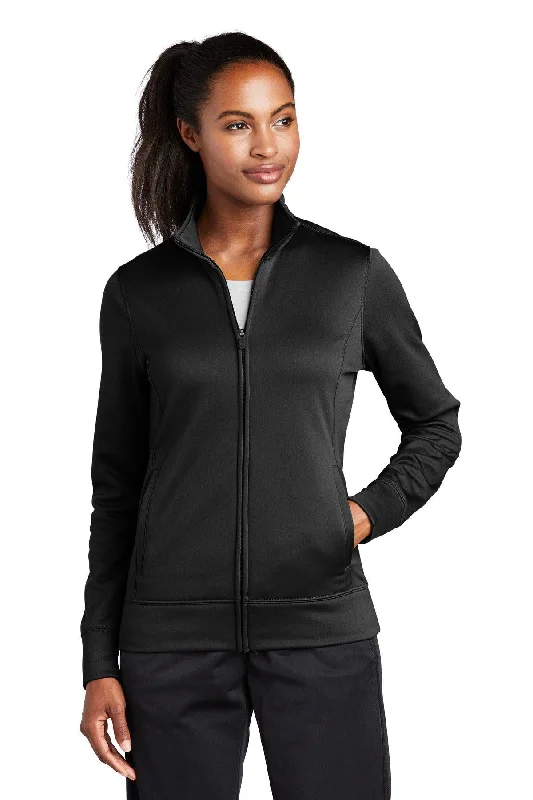 Sport-Tek Ladies Sport-Wick Fleece Full-Zip Jacket.  LST241 Denim Fabric Leather Fabric Suede Fabric