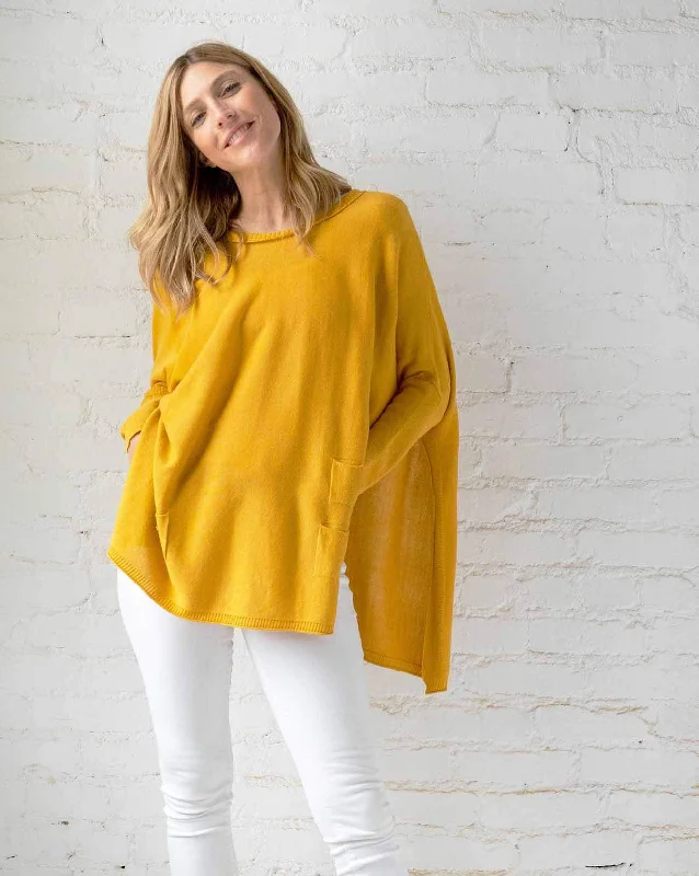 Mersea The Catalina Travel Sweater Mustard Solid Color Striped Floral Print