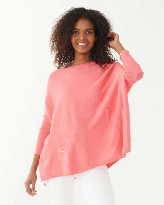 Mersea The Catalina Travel Sweater Coral Graphic Sweater Embroidered Appliqued