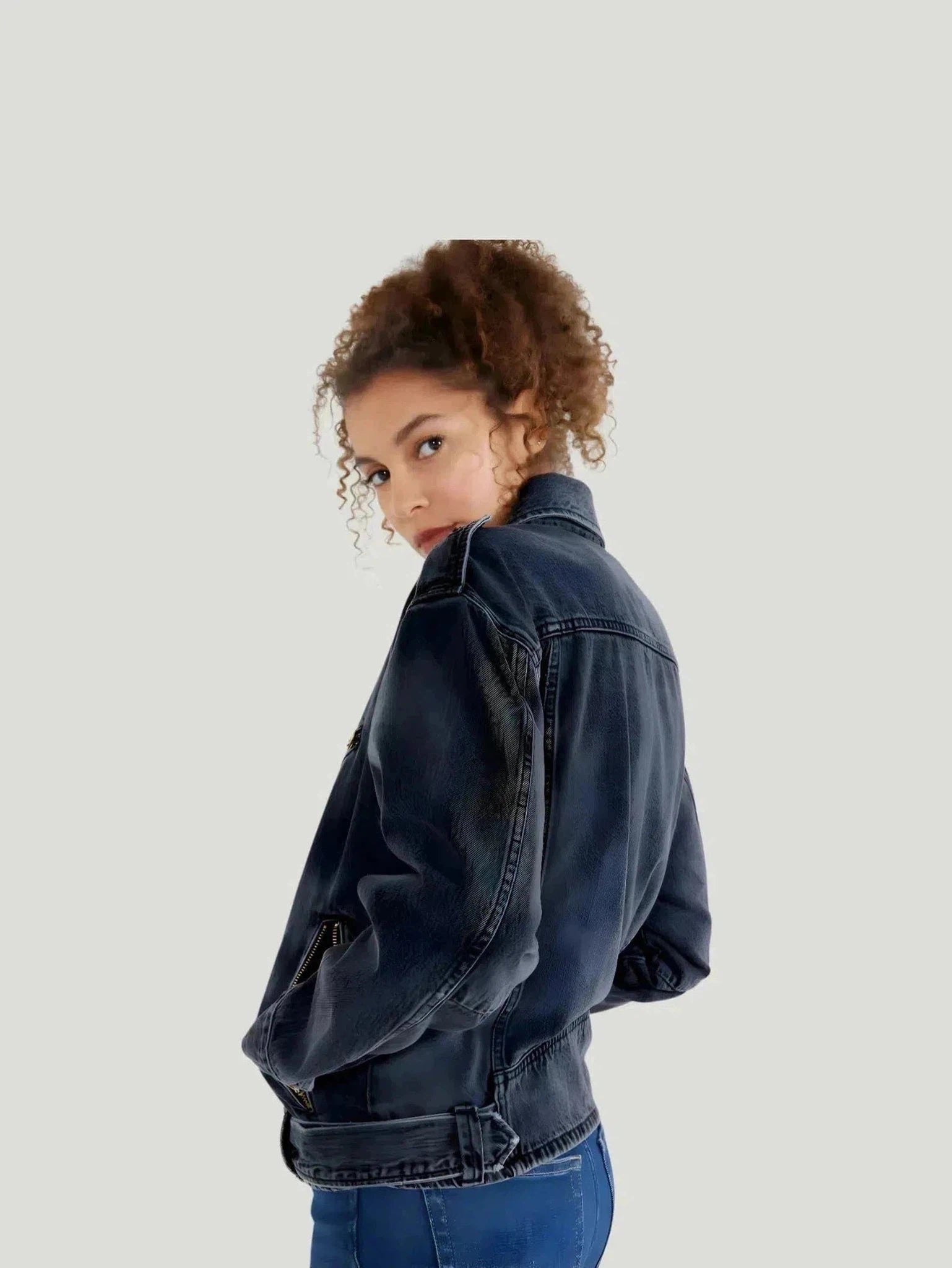 ÉTICA Denim Malloy Moto Jacket Cardigan Sweater Pullover