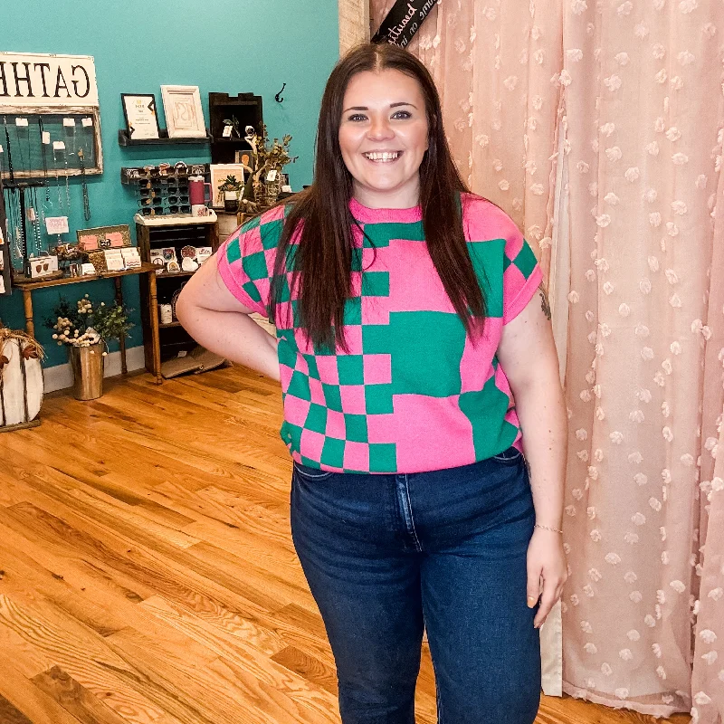 Can't Compare Checker Sweater Top Striped Floral Plaid
