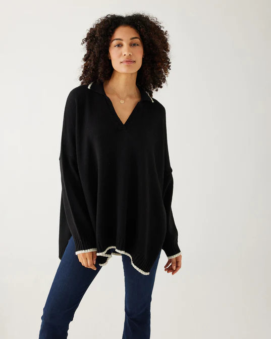Mersea Marina Polo Sweater Black/Sand Faux Fur Fabric Real Fur Fabric Shearling Fabric