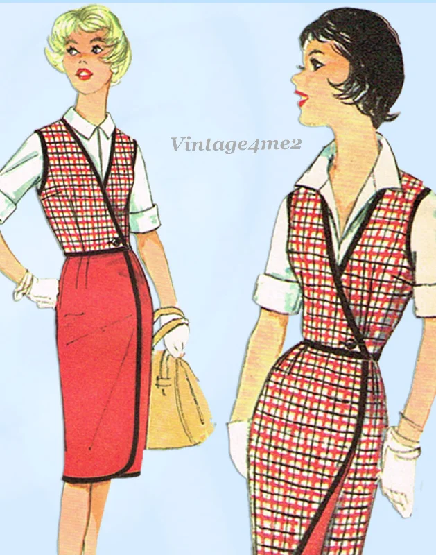 1960s Vintage Simplicity Sewing Pattern 3083 Reversible Wrap Skirt or Jumper 31B leather skirt sleek