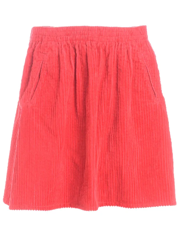 Label Shortened Corduroy Skirt patchwork skirt art