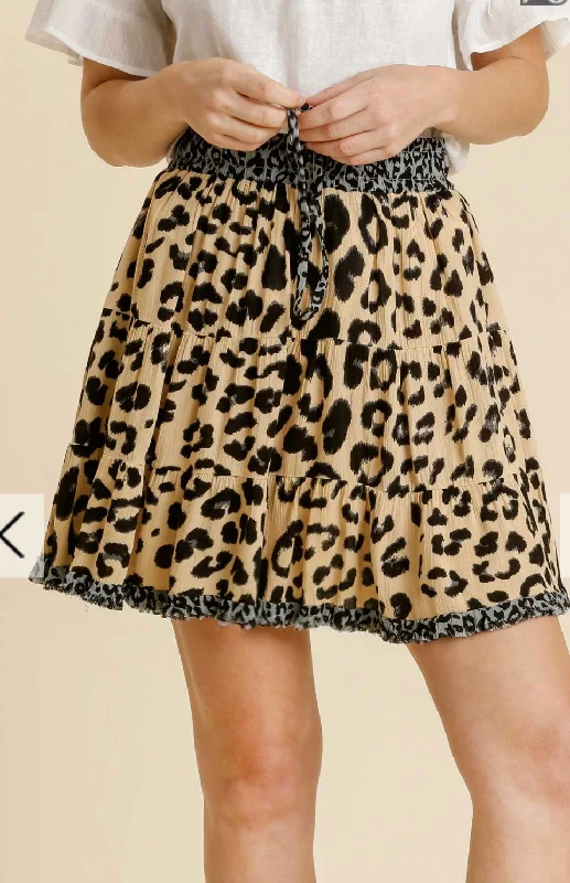 Leopard Mix Skirt leather skirt durable