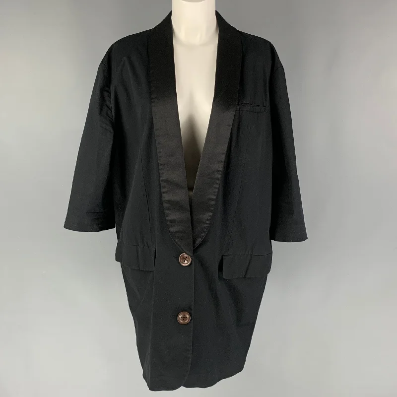 ACNE Size 6 Black Cotton Solid Oversized Jacket Oversized Jacket Tailored Jacket Straight Jacket