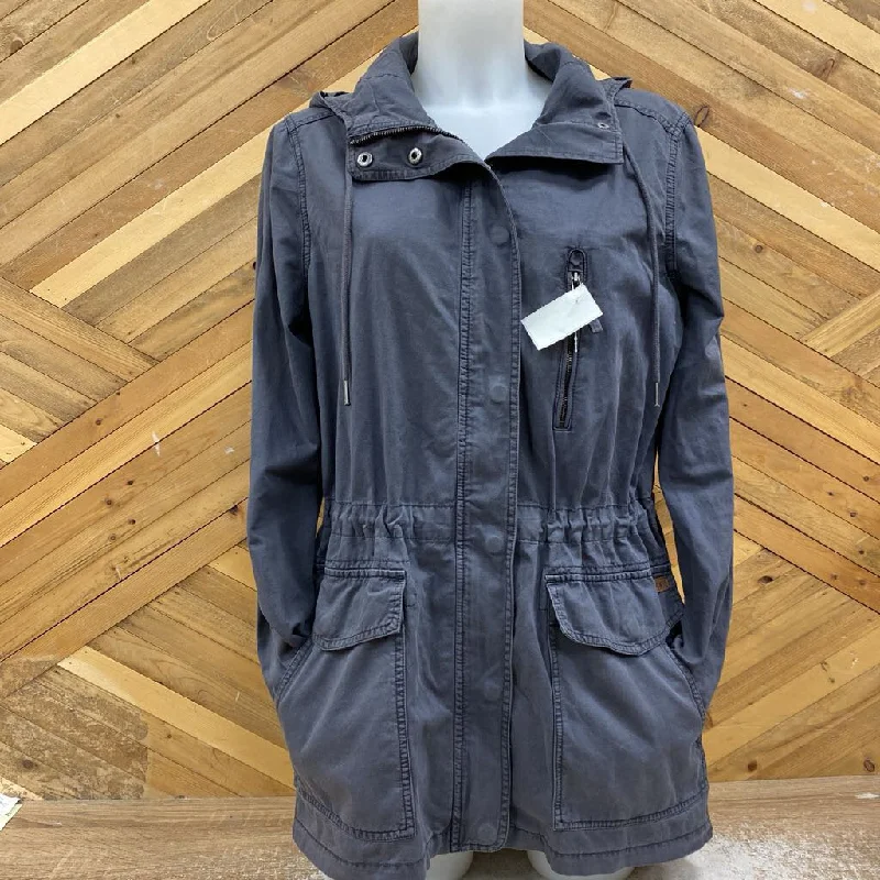 Roots -Long Canvas Jacket - MSRP compared $148: Grey-women-MD Herringbone Jacket Checkered Jacket Solid Jacket