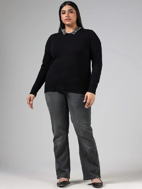 Gia Black Pearl Accent Sweater Thin Thick Dense