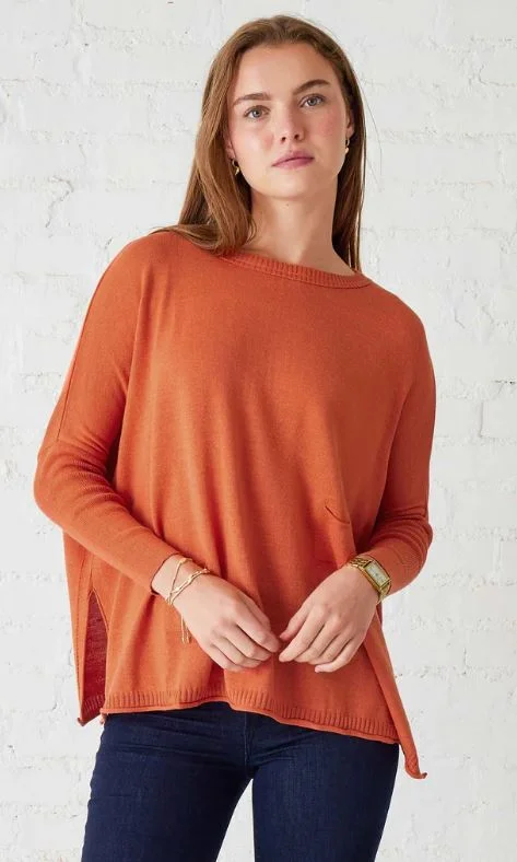 Mersea The Catalina Travel Sweater Burnt Orange Hooded Caped Shawl Collar