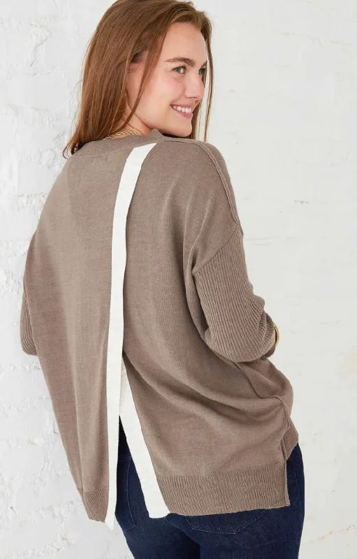 Mersea Coronado Split Back Sweater Hazelnut/Seasalt Elasticated Padded Insulated