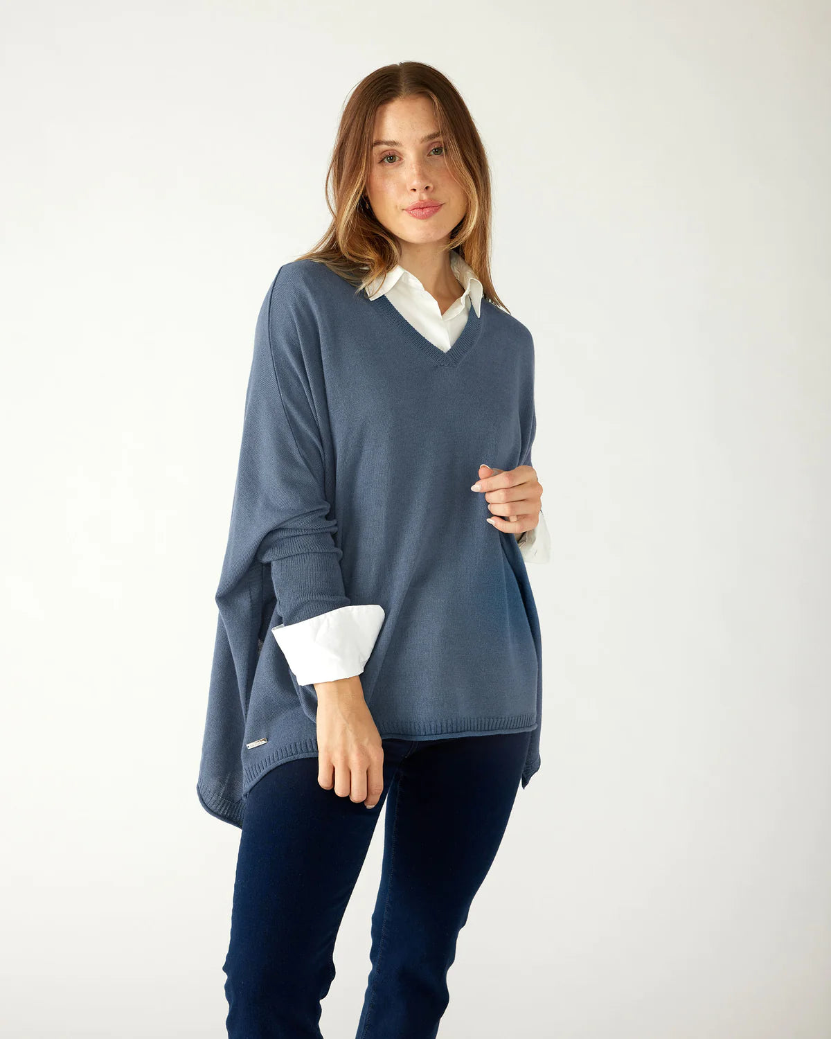 Mersea Catalina V-Neck Sweater Baltic Blue Sequined Glittery Shiny
