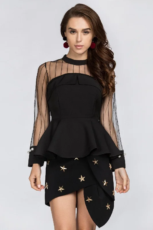 Black Star Studded Tulip Skirt cashmere skirt soft