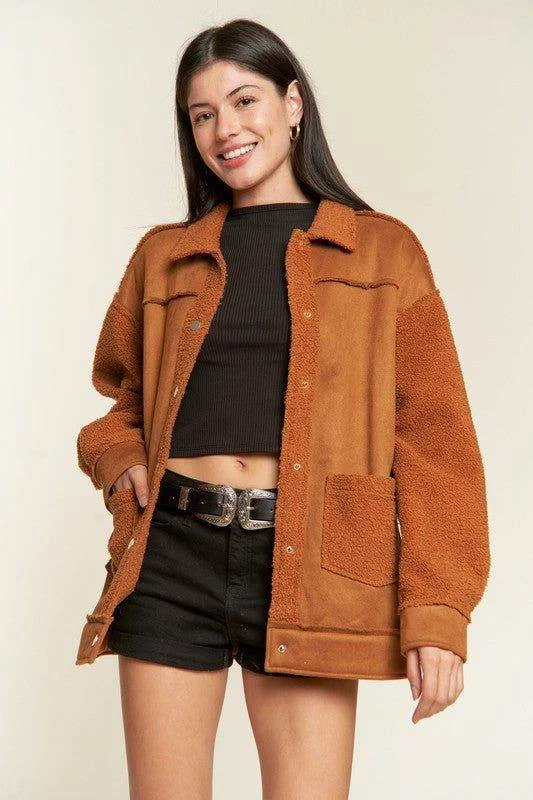 Jade By Jane Faux Fur And Suede Jacket Tailored Jacket Straight Jacket A-Line Jacket