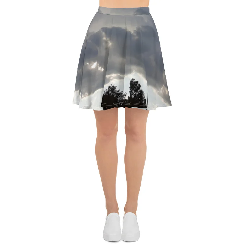 GG - Skater Skirt - Trees & Clouds silk skirt sleek