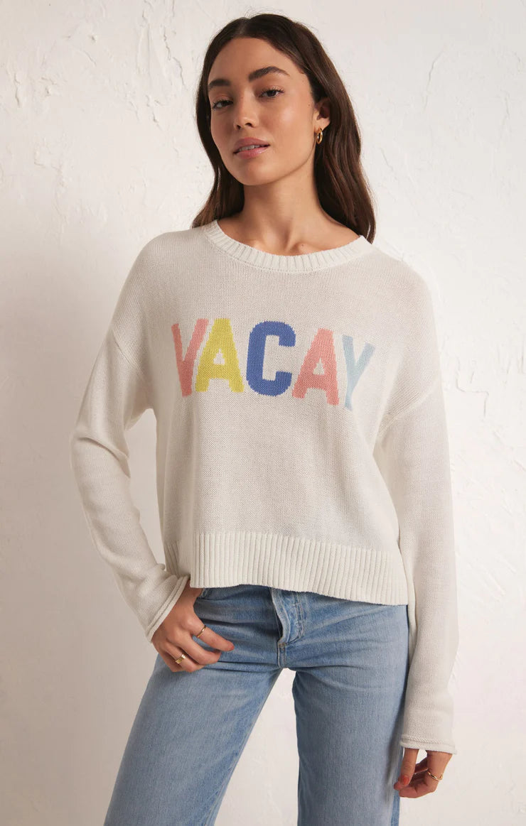 Z Supply Sienna Vacay Sweater White Turtle Neck Boat Neck Asymmetrical Neck
