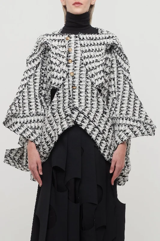 Junya Watanabe Deconstructed Tweed Jacket Faux Fur Jacket Real Fur Jacket Shearling Jacket