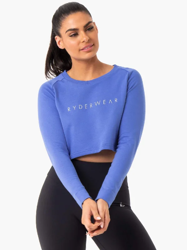 Staples Cropped Sweater - Iris Blue Layered Multi-layer Single Layer