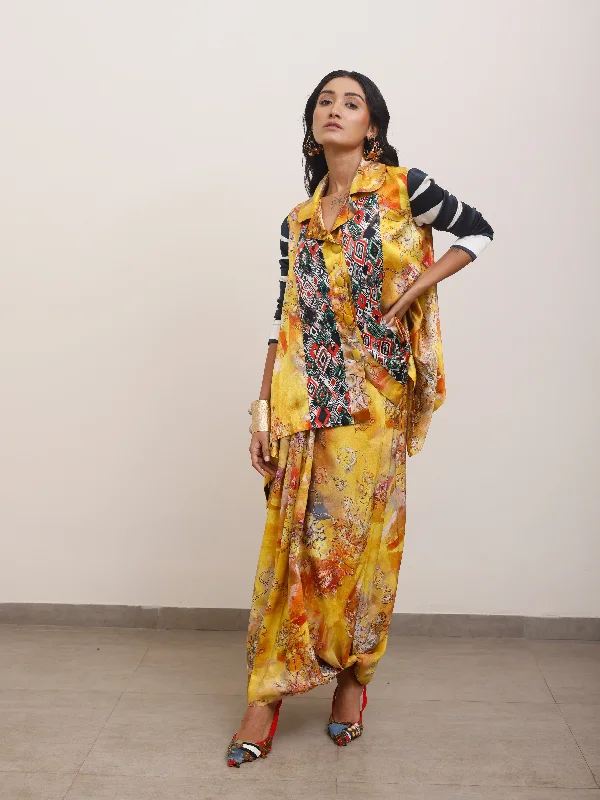 Silk Printed Top With Lungi Skirt boho skirt vibe