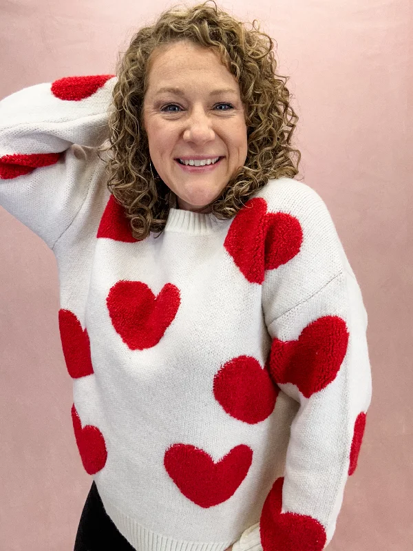 Hearts On Fire Valentine's Sweater Toggled Drawstring Belted