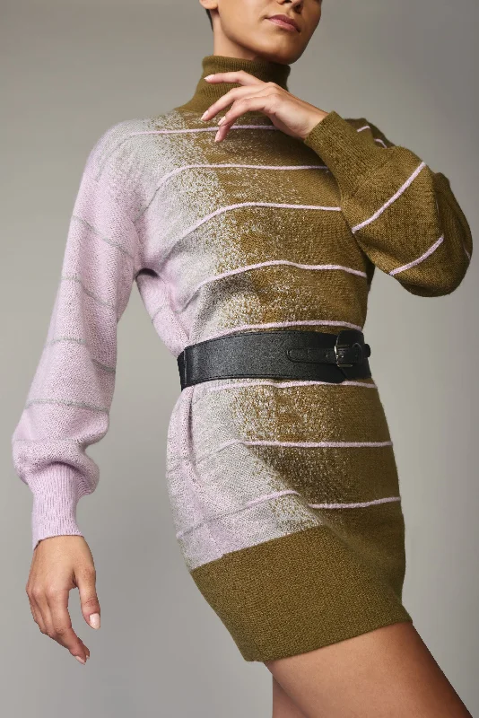 Fully Fashioning Della Ottoman/ Jacquard Knit Sweater Dress Faux Fur Fabric Real Fur Fabric Shearling Fabric