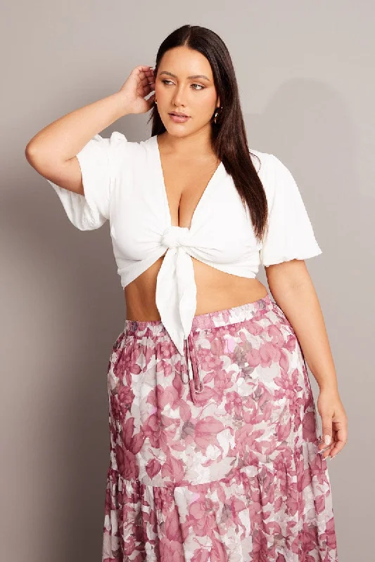 White Tie Front Puff Sleeve Bolero Jacket Zippered Jacket Buttoned Jacket Snapped Jacket