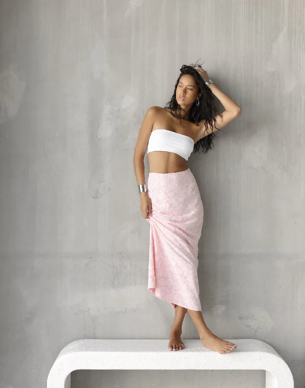 Juliet Maxi Skirt (Blush) button skirt front