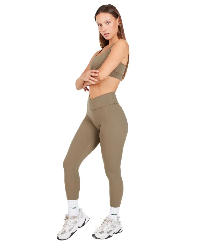 Cross Over Leggings - Dusty Khaki