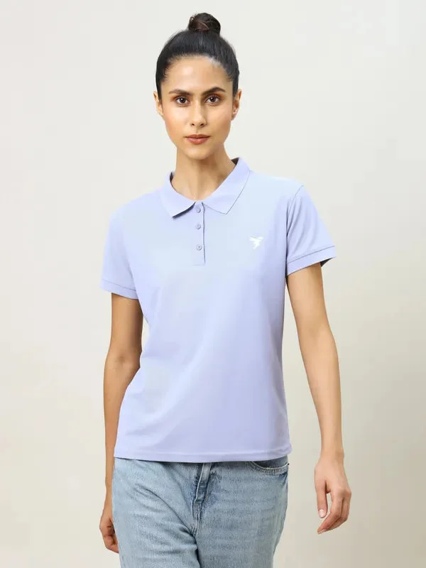 Women Solid Slim Fit Polo T-shirt with MATPIQ